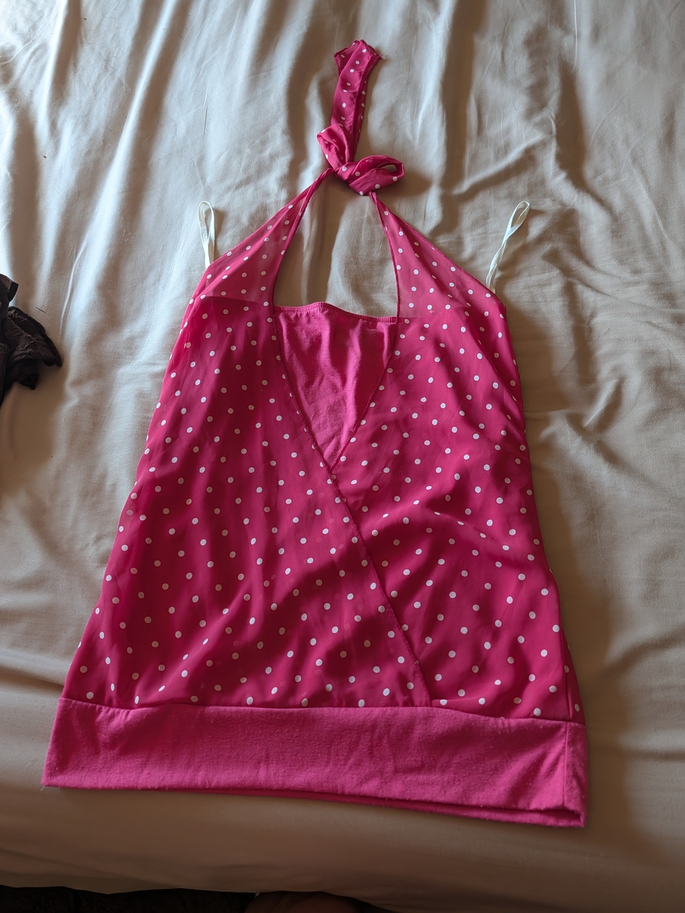 Vanity Hot Pink Polka Dot Halter Sleep Tank
